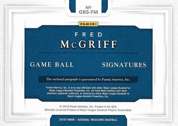 2016 Panini National Treasures - Game Ball Signatures #GBS-FM Fred McGriff Back