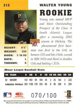 2003 Donruss Champions - Metalized #212 Walter Young Back