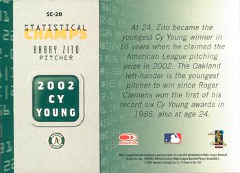 2003 Donruss Champions - Statistical Champs #SC-20 Barry Zito Back