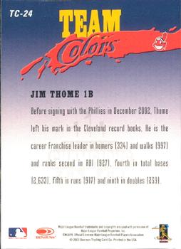 2003 Donruss Champions - Team Colors #TC-24 Jim Thome Back