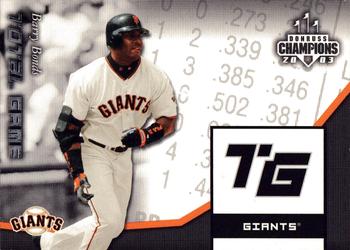 2003 Donruss Champions - Total Game #TG-17 Barry Bonds Front