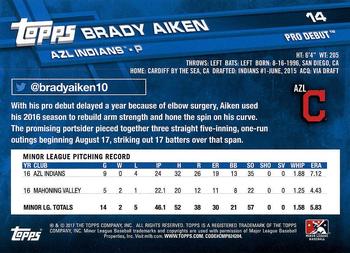 2017 Topps Pro Debut #14 Brady Aiken Back