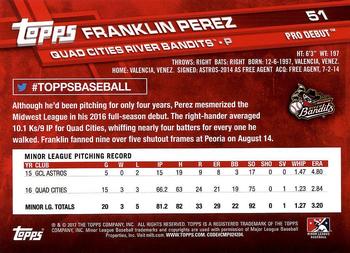 2017 Topps Pro Debut #51 Franklin Perez Back