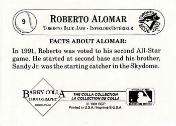 1991 The Colla Collection / La Collection de Colla Roberto Alomar #9 Roberto Alomar Back