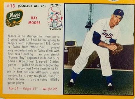 1961 Peters Meats Minnesota Twins #13 Ray Moore Front