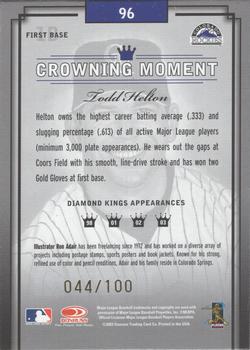 2003 Donruss Diamond Kings - Framed Black (Gold Foil) #96 Todd Helton Back