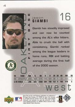 2000 Upper Deck Pros & Prospects #4 Jason Giambi Back
