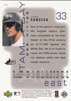 2000 Upper Deck Pros & Prospects #11 Jose Canseco Back