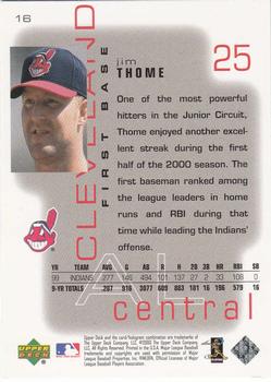 2000 Upper Deck Pros & Prospects #16 Jim Thome Back