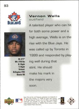 2000 Upper Deck Pros & Prospects #93 Vernon Wells Back