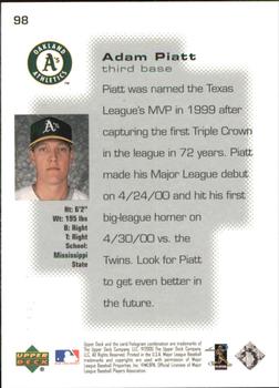 2000 Upper Deck Pros & Prospects #98 Adam Piatt Back