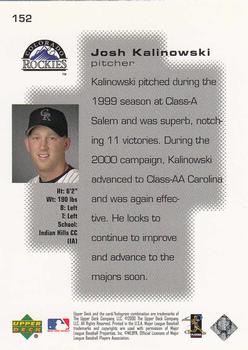 2000 Upper Deck Pros & Prospects #152 Josh Kalinowski Back
