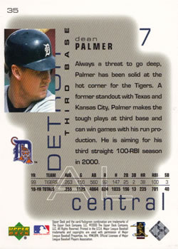 2000 Upper Deck Pros & Prospects #35 Dean Palmer Back
