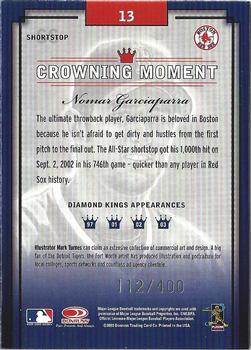 2003 Donruss Diamond Kings - Framed Gray (Silver Foil) #13 Nomar Garciaparra Back