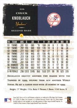 2000 Upper Deck Victory #326 Chuck Knoblauch Back
