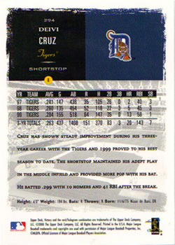 2000 Upper Deck Victory #294 Deivi Cruz Back