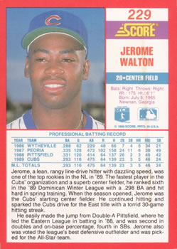 1990 Score #229 Jerome Walton Back