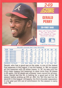 1990 Score #249 Gerald Perry Back