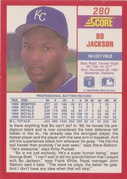 1990 Score #280 Bo Jackson Back