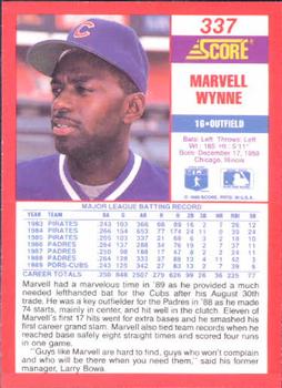 1990 Score #337 Marvell Wynne Back