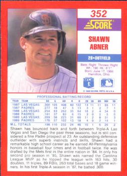 1990 Score #352 Shawn Abner Back