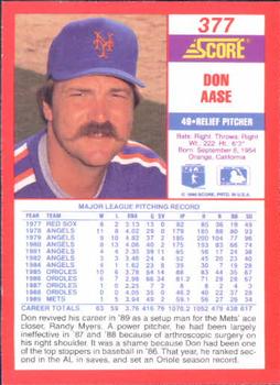 1990 Score #377 Don Aase Back