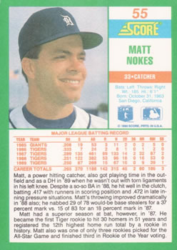 1990 Score #55 Matt Nokes Back