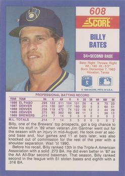 1990 Score #608 Billy Bates Back