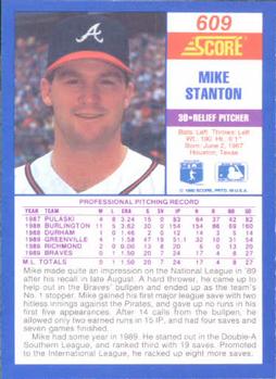 1990 Score #609 Mike Stanton Back