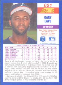 1990 Score #621 Gary Eave Back