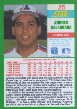 1990 Score #25 Andres Galarraga Back