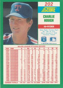 1990 Score #202 Charlie Hough Back