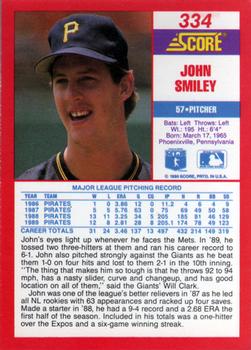1990 Score #334 John Smiley Back
