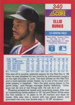 1990 Score #340 Ellis Burks Back