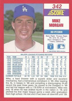 1990 Score #342 Mike Morgan Back