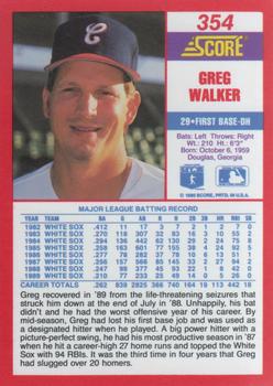 1990 Score #354 Greg Walker Back