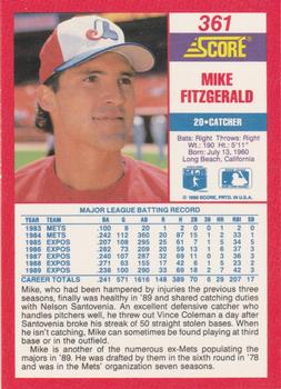 1990 Score #361 Mike Fitzgerald Back