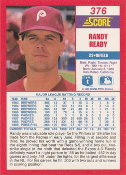 1990 Score #376 Randy Ready Back