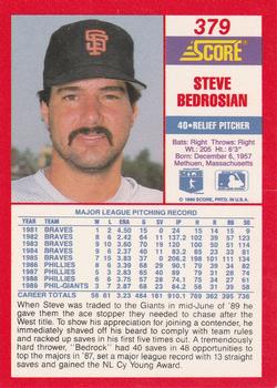 1990 Score #379 Steve Bedrosian Back
