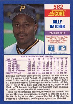 1990 Score #562 Billy Hatcher Back