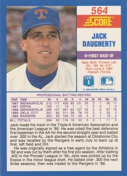 1990 Score #564 Jack Daugherty Back