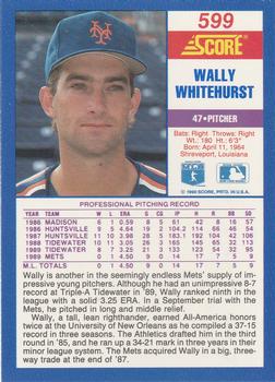 1990 Score #599 Wally Whitehurst Back