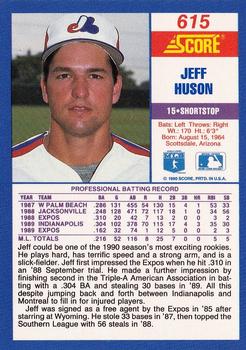 1990 Score #615 Jeff Huson Back