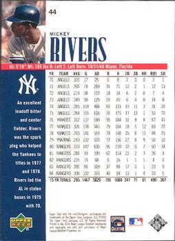 2000 Upper Deck Yankees Legends #44 Mickey Rivers Back