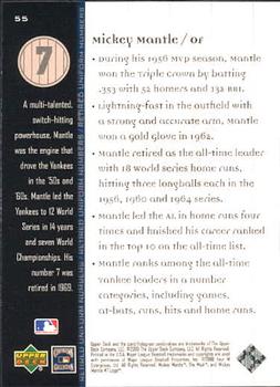 2000 Upper Deck Yankees Legends #55 Mickey Mantle Back
