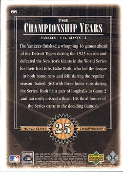 2000 Upper Deck Yankees Legends #66 Babe Ruth Back