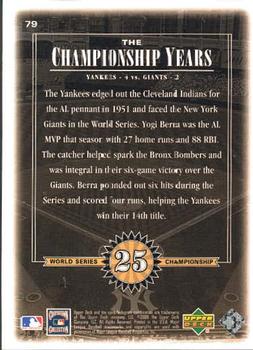 2000 Upper Deck Yankees Legends #79 Yogi Berra Back