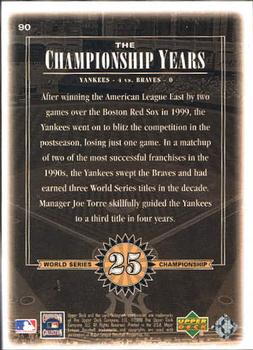 2000 Upper Deck Yankees Legends #90 Joe Torre Back
