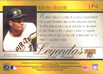 2003 Donruss Estrellas - Leyendas Del Pasado #LP-6 Roberto Clemente Back