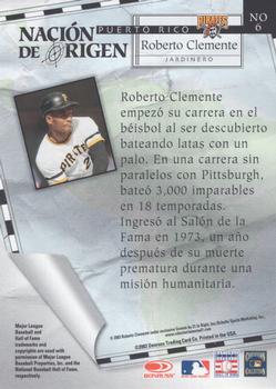 2003 Donruss Estrellas - Nacion de Origen #6 Roberto Clemente Back